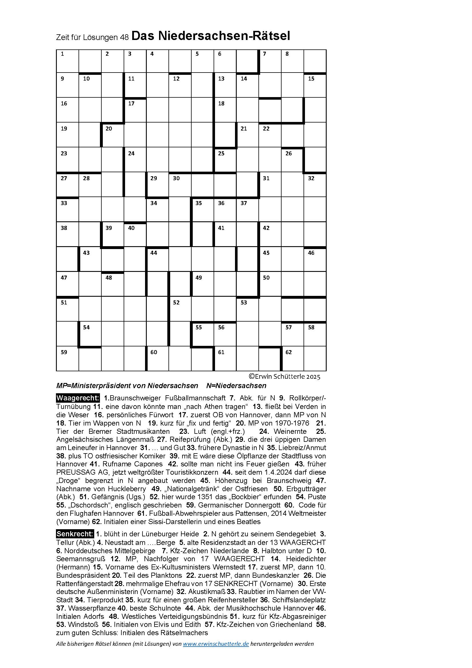 Rätsel48 Niedersachsen Kreuz