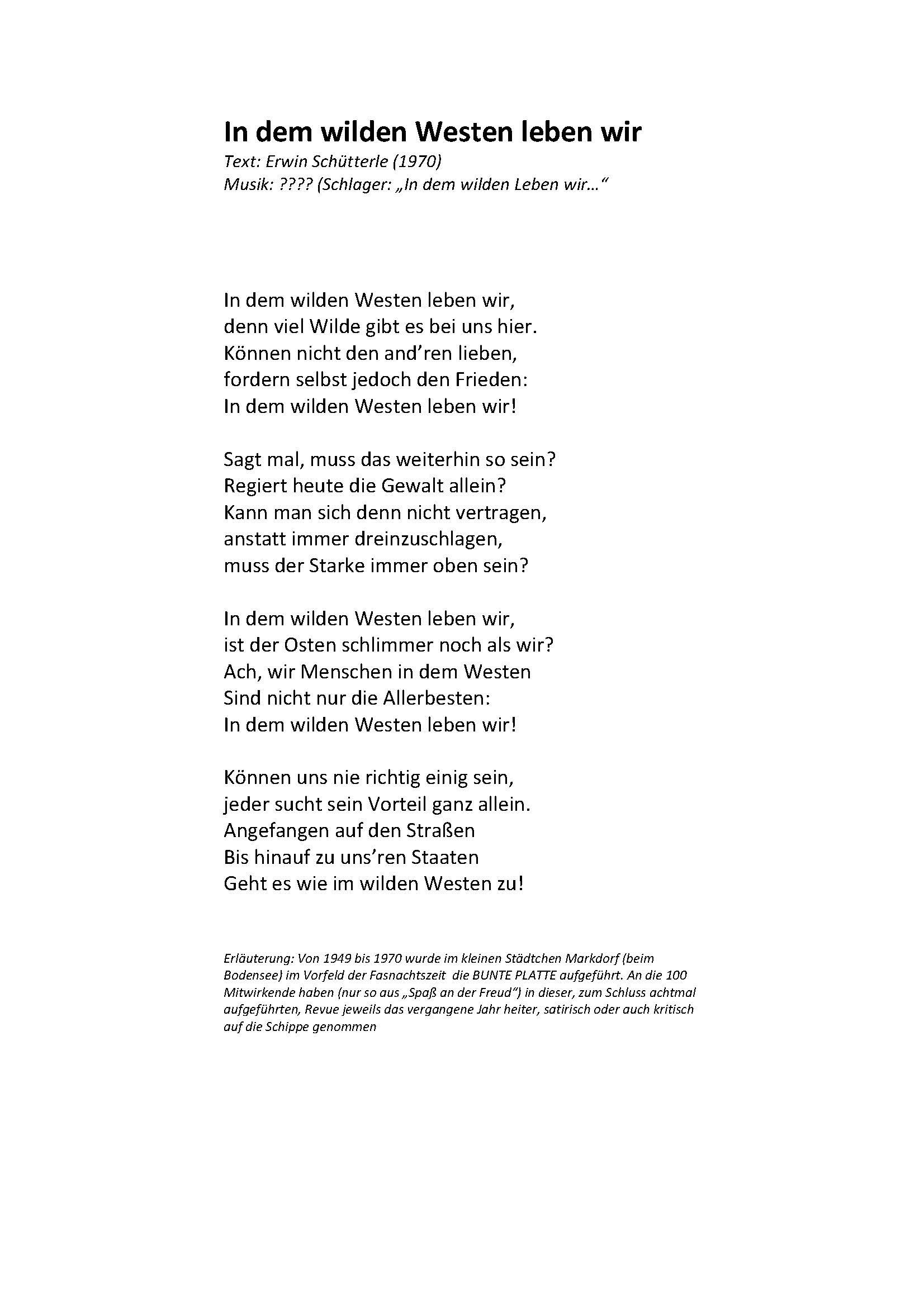In dem wilden Westen leben wir